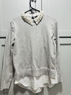 Ted Baker London Size 2 US 6 Gray Embellished Collar Layered Sweater EUC